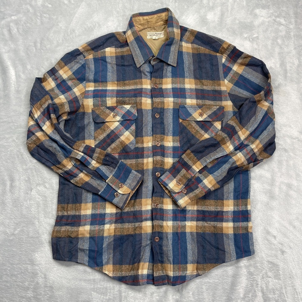 Arrow Sportswear Flannel Shirt Mens Medium Multi Plaid Lightweight Button Up